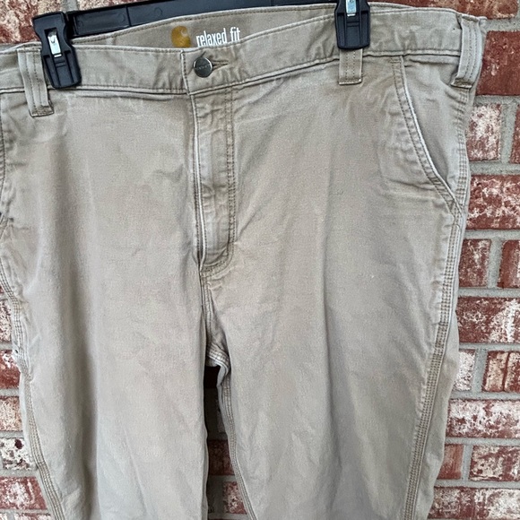 Carhartt Men's Relaxed Fit Canvas Pants Size 42x32 Actual 42x31 Beige Workwear - Picture 2 of 6
